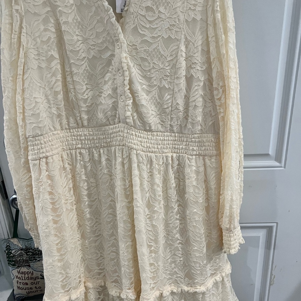 Torrid Cream Lace Dress with Ruffle Details